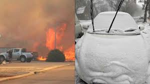 Heat and fires in the west, while record cold delivers snow in the east | Weather whiplash as cit…