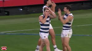 Cat brings out ‘Aker’ celly after ridiculous boundary shot | Geelong ace lifts lid on memorable c…